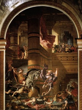 ウジェーヌ・ドラクロワ Painting - 神殿から追い出されるヘリオドロス ロマンティック ウジェーヌ・ドラクロワ